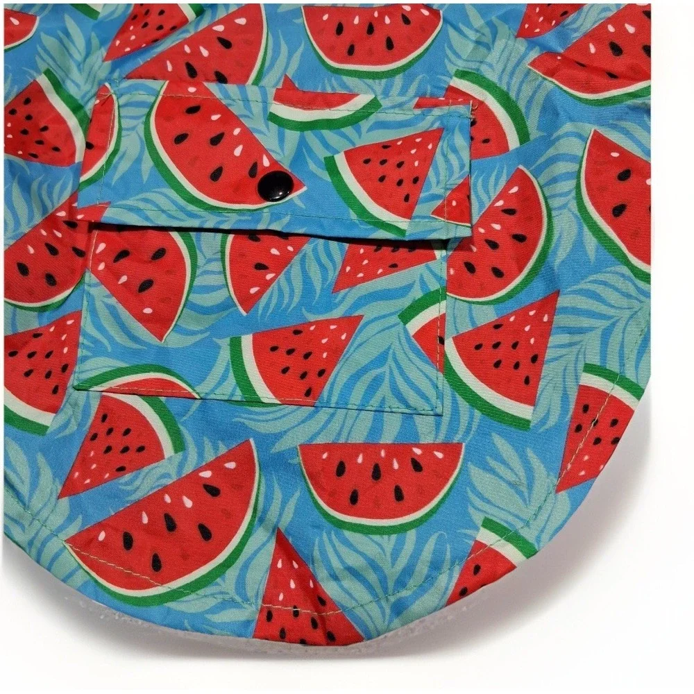 Watermelon Print‎ Dog Raincoat Hooded Blue Tropical Fruit Pet Jacket Small